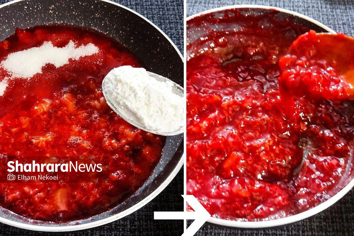 طرز تهیه کیک توتفرنگی با مارمالاد و کرم کاستارد + عکس طرز تهیه مارمالاد توت فرنگی