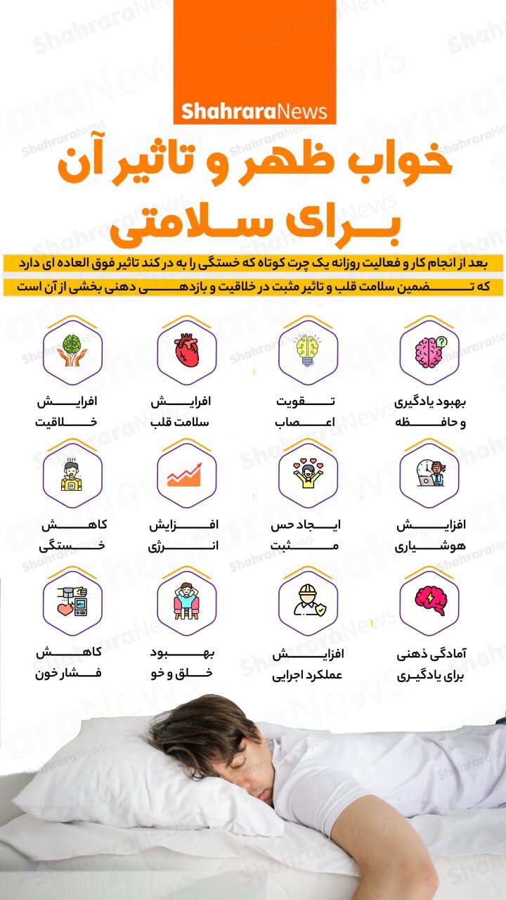 اینفوگرافی| خواب ظهر و تاثیر آن برای سلامتی