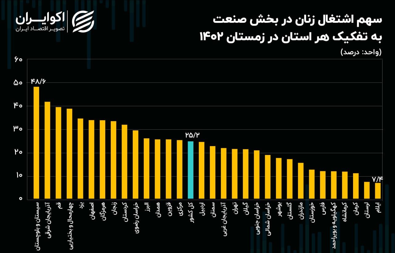 افزایش سهم زنان از اشتغال بخش صنعت در ۱۷ استان | معمای اشتغال نیمی از زنان «سیستان و بلوچستان» در صنعت