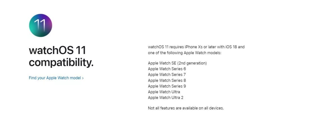 دستگاه‌های که از watchOS ۱۱ پشتیبانی می‌کنند