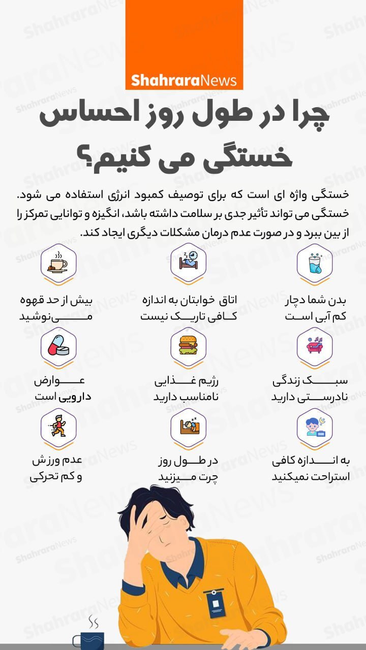 ااینفوگرافی| چرا در طول روز احساس خستگی می‌کنیم؟