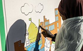 برپایی ایستگاه‌های نقاشی غدیر ویژه کودکان در حرم مطهر رضوی