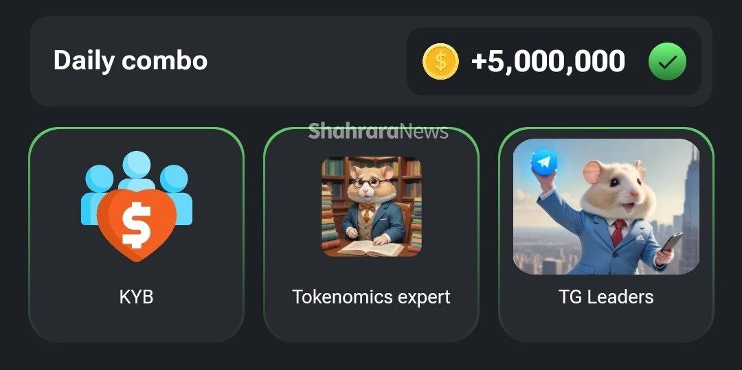 کارتهای کمبو جدید همستر کامبت (یکشنبه ۱۰ تیر) کارتهای کمبو جدید همستر کامبت (یکشنبه ۱۰ تیر)