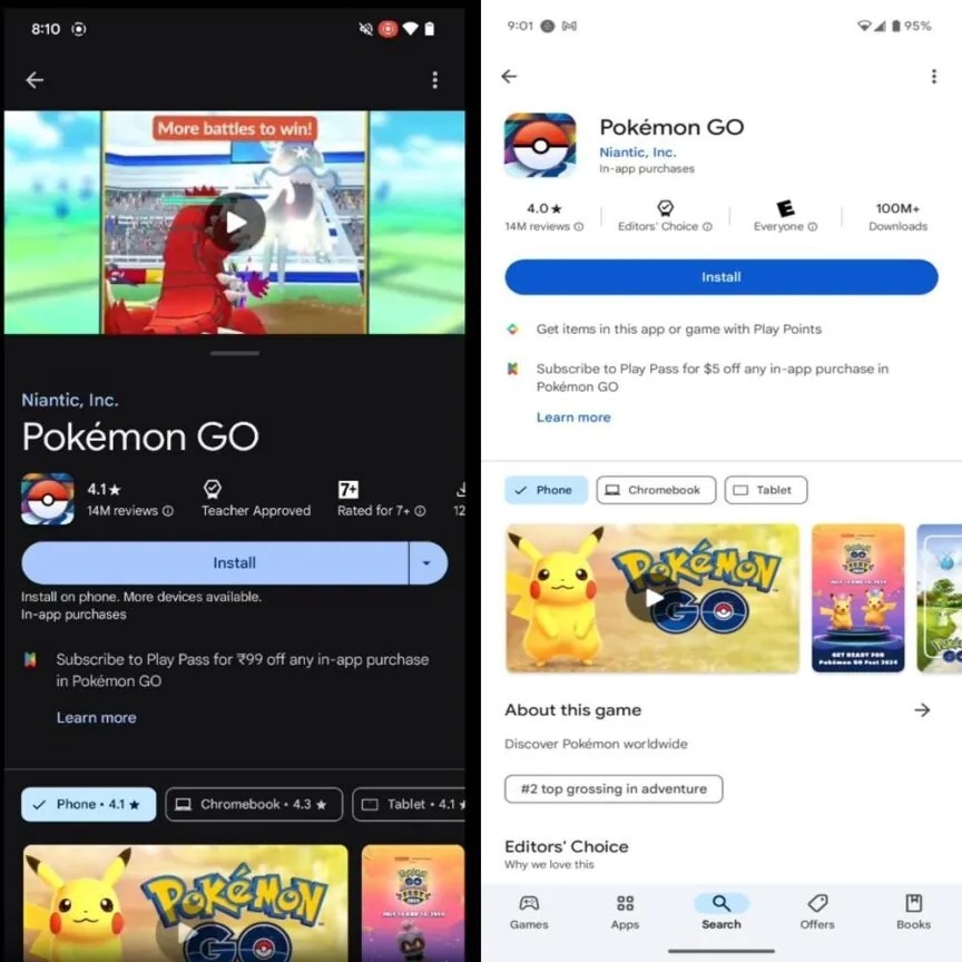 گوگل پلی یک رابط کاربری جدید برای فهرست بازیها معرفی میکند گوگل پلی یک رابط کاربری جدید برای فهرست بازیها معرفی میکند