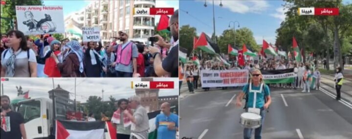 تظاهرات گسترده حمایت از فلسطین در ۴ کشور اروپایی + فیلم (۲ تیر ۱۴۰۳) تظاهرات گسترده حمایت از فلسطین در ۴ کشور اروپایی + فیلم (۲ تیر ۱۴۰۳)