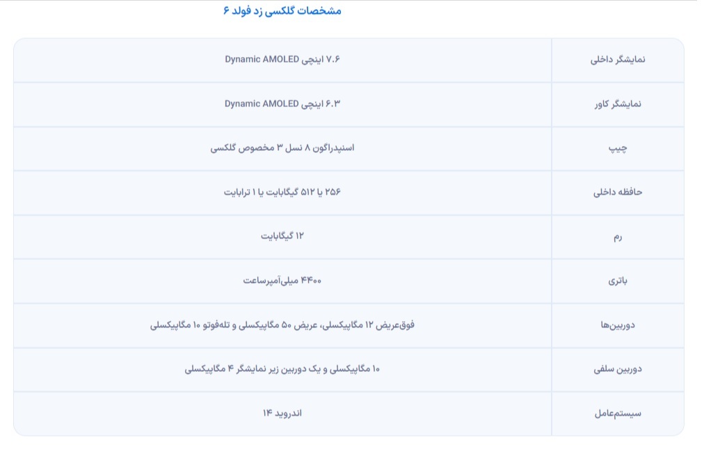 گلکسی زد فولد ۶ رونمایی شد + مشخصات، قیمت و زمان عرضه گلکسی زد فولد ۶ رونمایی شد + مشخصات، قیمت و زمان عرضه