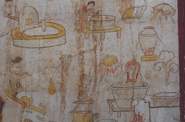 نقاشیهای خیرهکننده از زندگی روزمره مردم در مقبره چینی نقاشیهای خیرهکننده از زندگی روزمره مردم در مقبره چینی