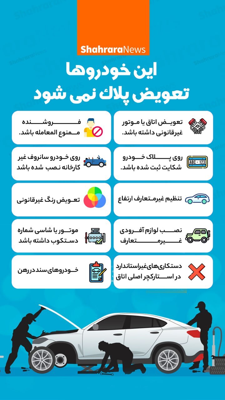اینفوگرافی| این خودروها تعویض پلاک نمی‌شوند