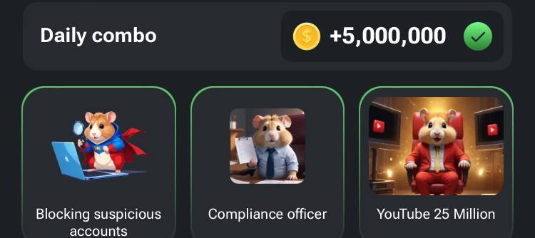 کارتهای کمبو جدید همستر کامبت (شنبه ۹ تیر) کارتهای کمبو جدید همستر کامبت (شنبه ۹ تیر)