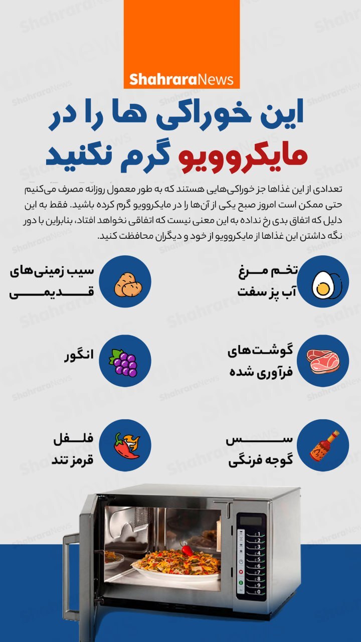 اینفوگرافی| این خوراکی‌ها را در مایکرویو گرم نکنید