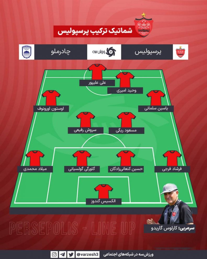 ترکیب پرسپولیس برابر چادرملو مشخص شد (۱۴ مهر ۱۴۰۳) | جدید و غیرمنتظره!