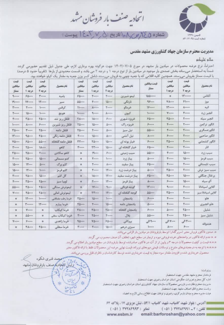خرما در مشهد چند؟ (۵ مهر ۱۴۰۳) خرما در مشهد چند؟ (۵ مهر ۱۴۰۳)
