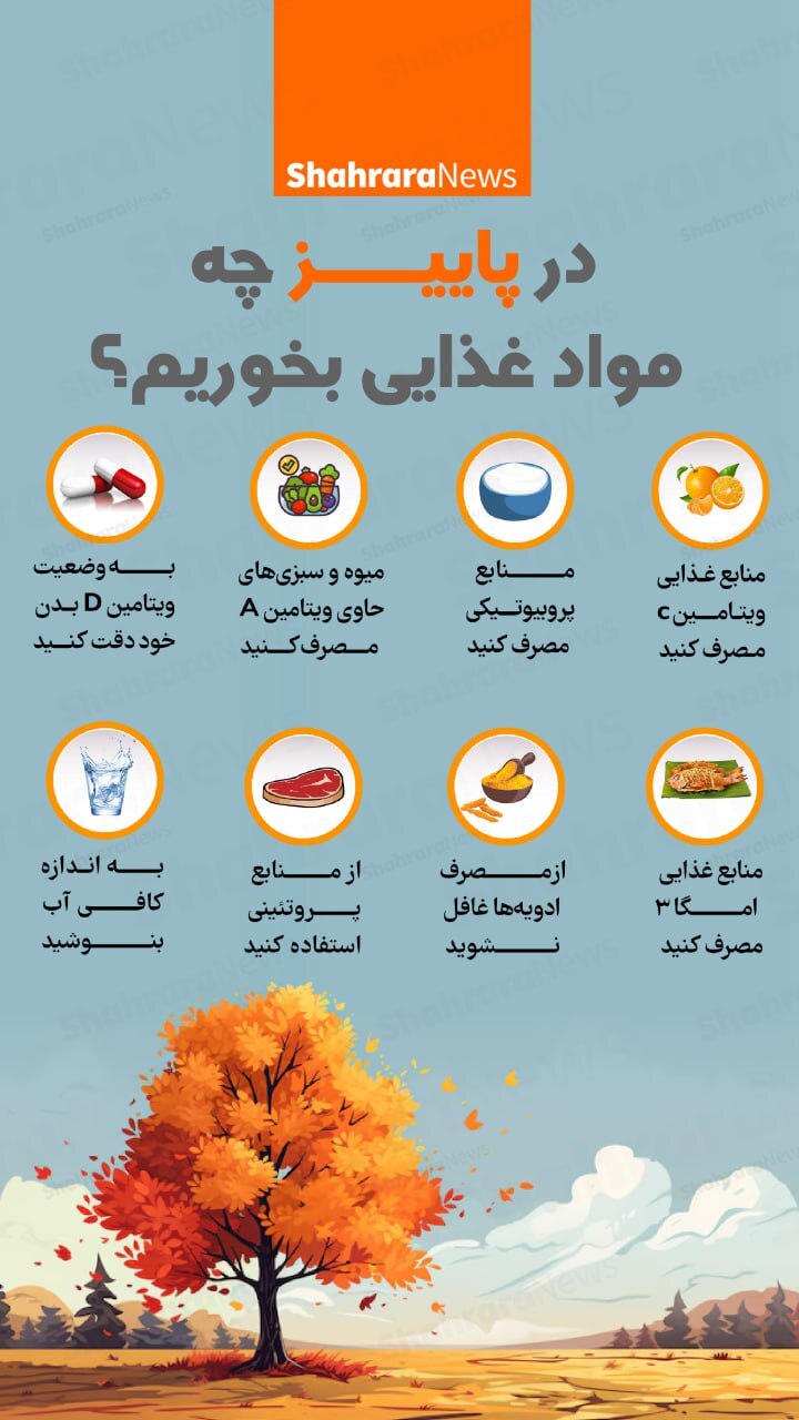 اینفوگرافی| در پاییز چه مواد غذایی بخوریم؟