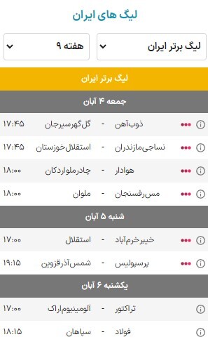 برنامه بازیهای هفته نهم لیگ برتر فوتبال | تقابل سرخابیها با مربیان عوض بدلی! برنامه بازیهای هفته نهم لیگ برتر فوتبال | تقابل سرخابیها با مربیان عوض بدلی!