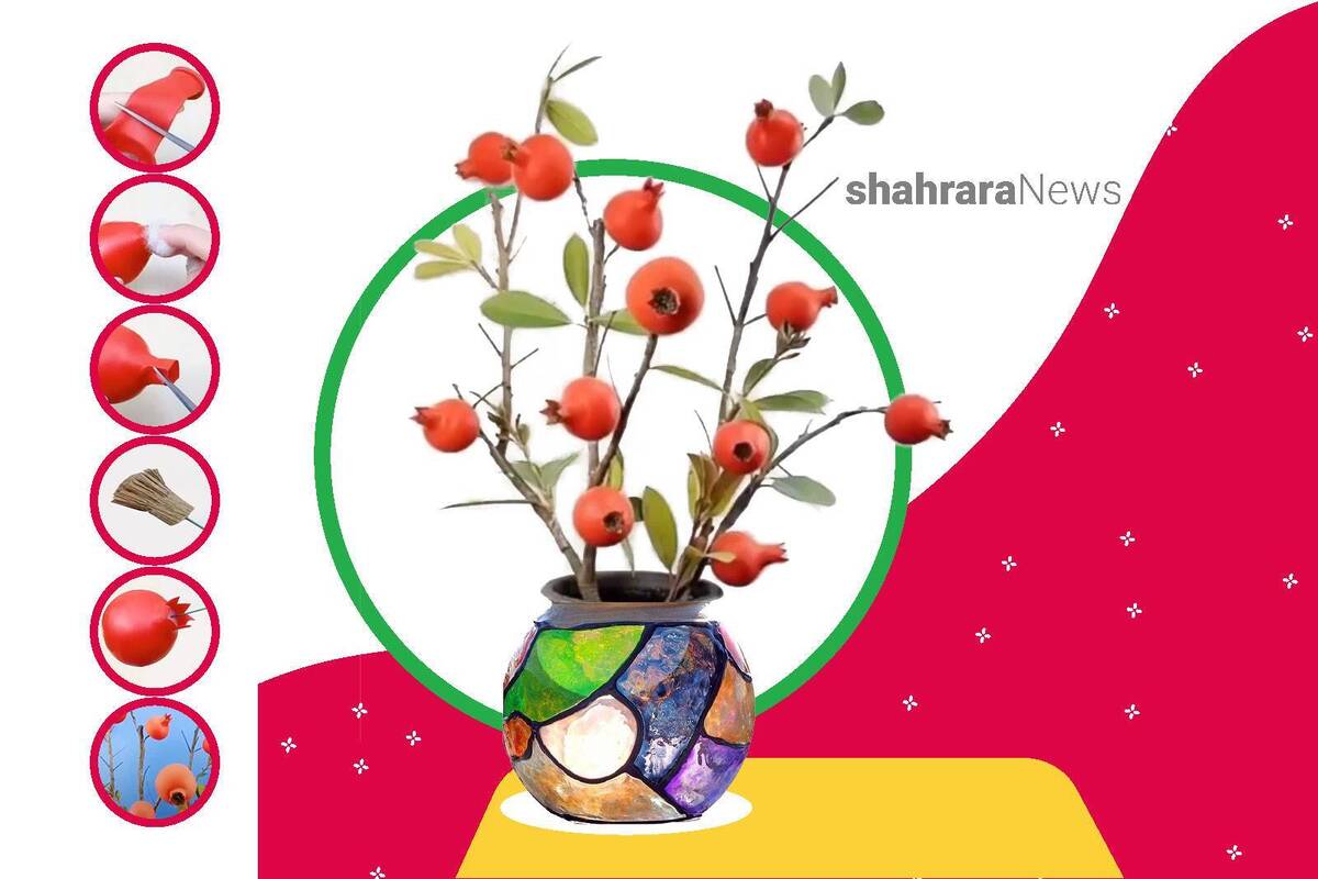 آموزش کاردستی یلدایی | انارهای بادکنکی