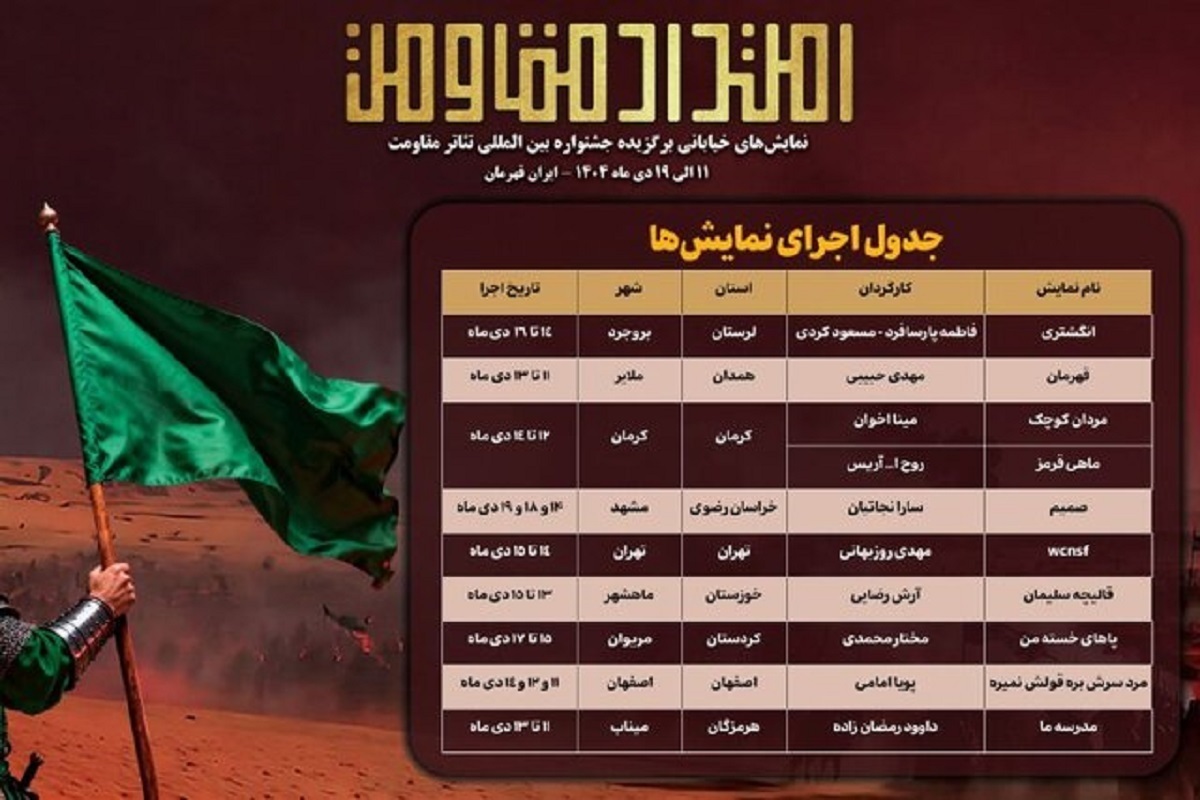 آغاز &laquo;امتداد مقاومت&raquo;؛ تئاتر خیابانی در ۹ استان به یاد حاج قاسم سلیمانی