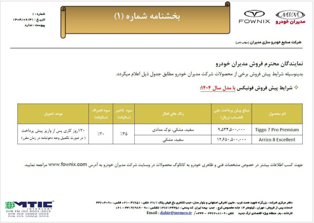 شرایط فروش علی الحساب محصولات مدیران خودرو اعلام شد شرایط فروش علی الحساب محصولات مدیران خودرو اعلام شد