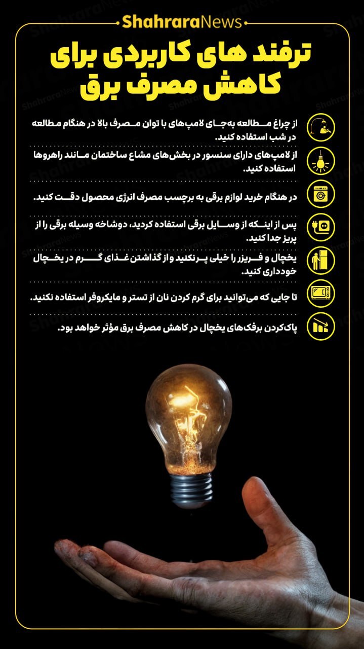 اینفوگرافی| ترفندهای کاربردی برای کاهش مصرف برق