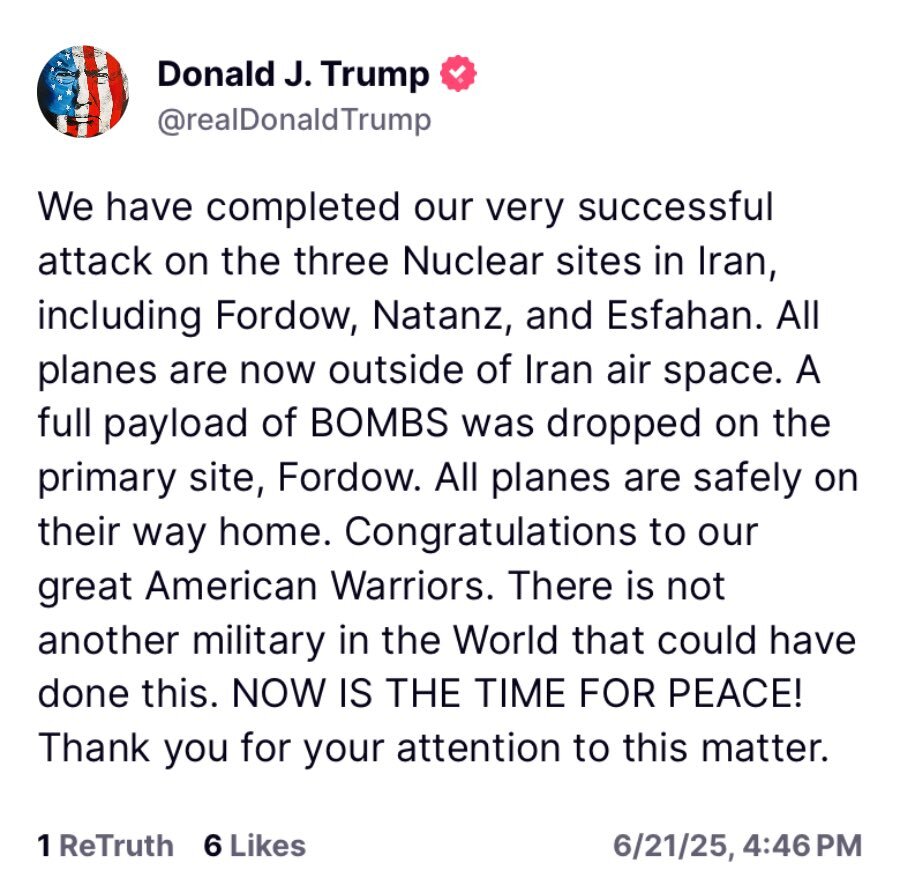 آیا آمریکا به سایتهای هستهای ایران حمله رده است؟ (۱ تیر ۱۴۰۴) آیا آمریکا به سایتهای هستهای ایران حمله رده است؟ (۱ تیر ۱۴۰۴)