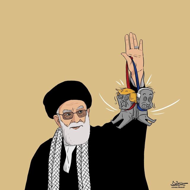 طرح کاریکاتوریست مشهور عرب از حضور رهبر انقلاب در حسینیه امام خمینی + عکس