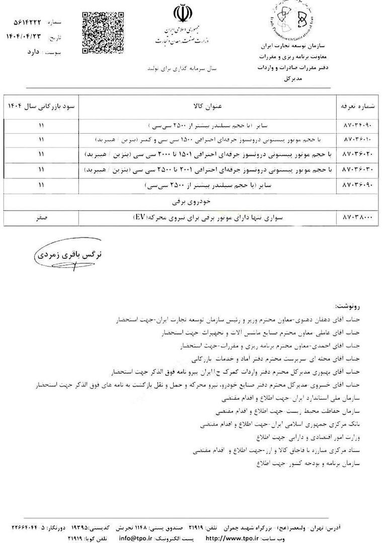کاهش تعرفه واردات خودرو + جدول (۲۵ تیر ۱۴۰۴) کاهش تعرفه واردات خودرو + جدول (۲۵ تیر ۱۴۰۴)