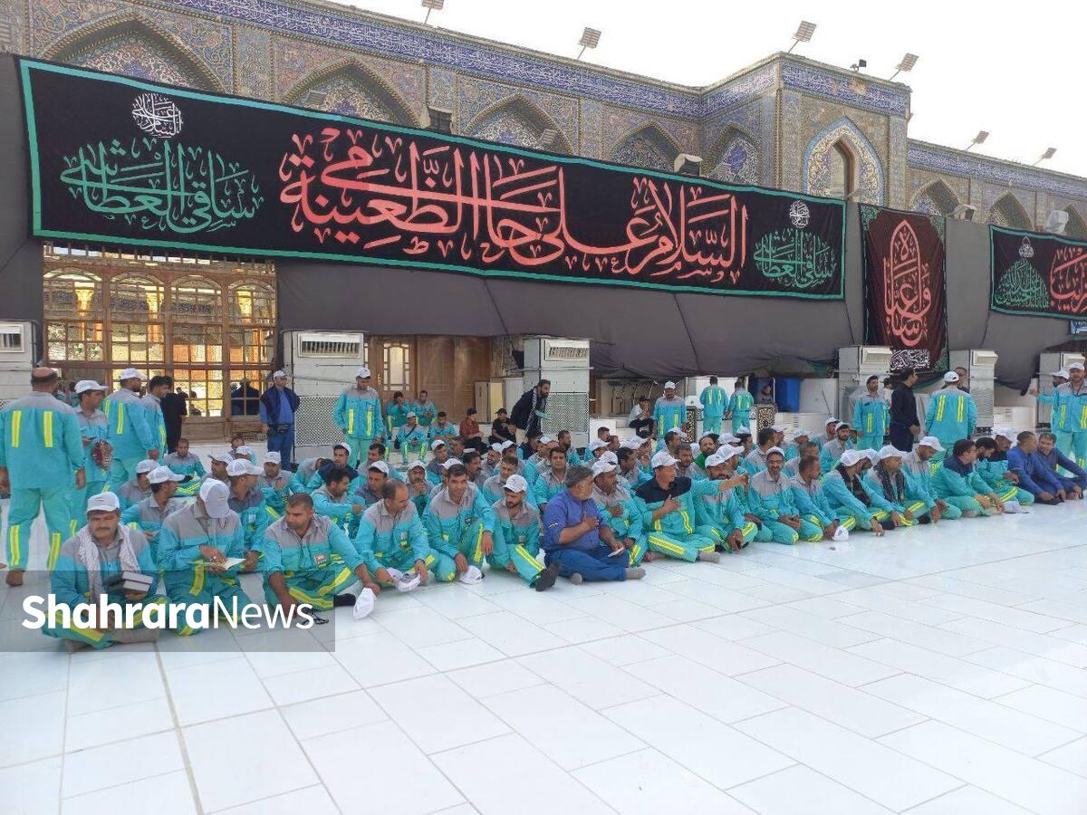 پاکبانان مشهدی که برای خدمت‌رسانی به زائران اربعین راهی عراق شدند، پیش از حضور در نجف، وارد کاظمین شدند.