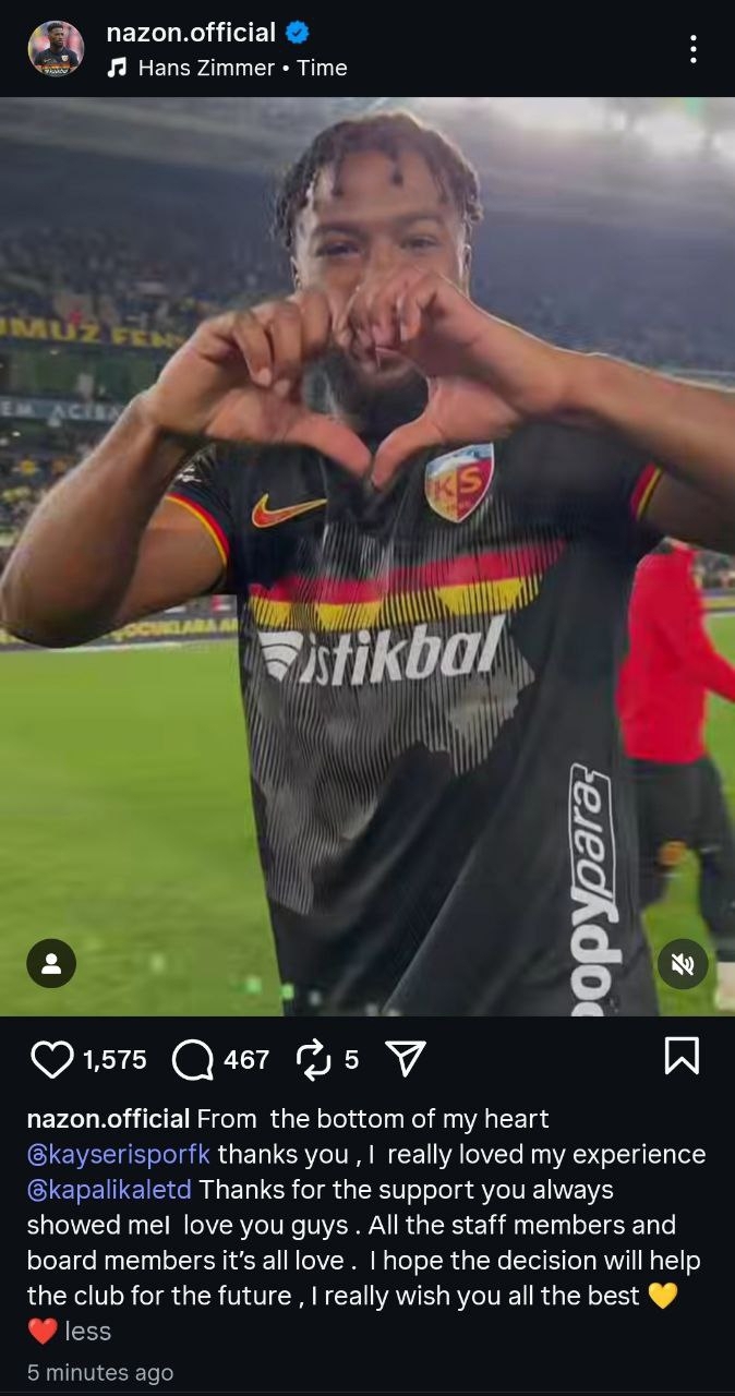 خداحافظی نازون با هواداران کایسری اسپور + عکس خداحافظی نازون با هواداران کایسری اسپور + عکس