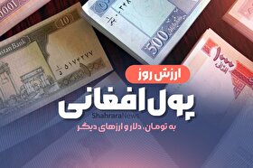 قیمت امروز پول افغانی (یکشنبه ۲۶ مرداد ۱۴۰۴)