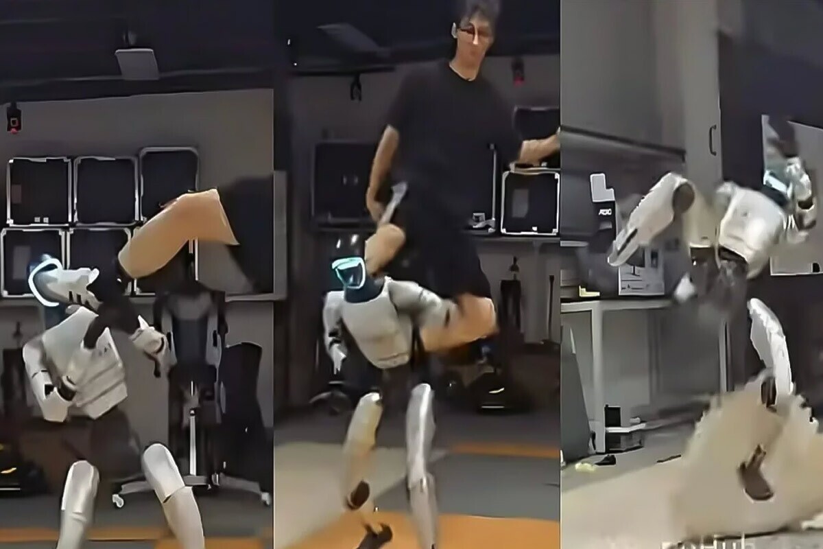 ویدیو جدیدی از ربات انسان‌نما Unitree G۱ در یوتوب منتشر شده که در آن، ربات در تست موسوم به «آزمایش خشونت» بار‌ها لگد می‌خورد، اما تعادل خود را حفظ می‌کند.