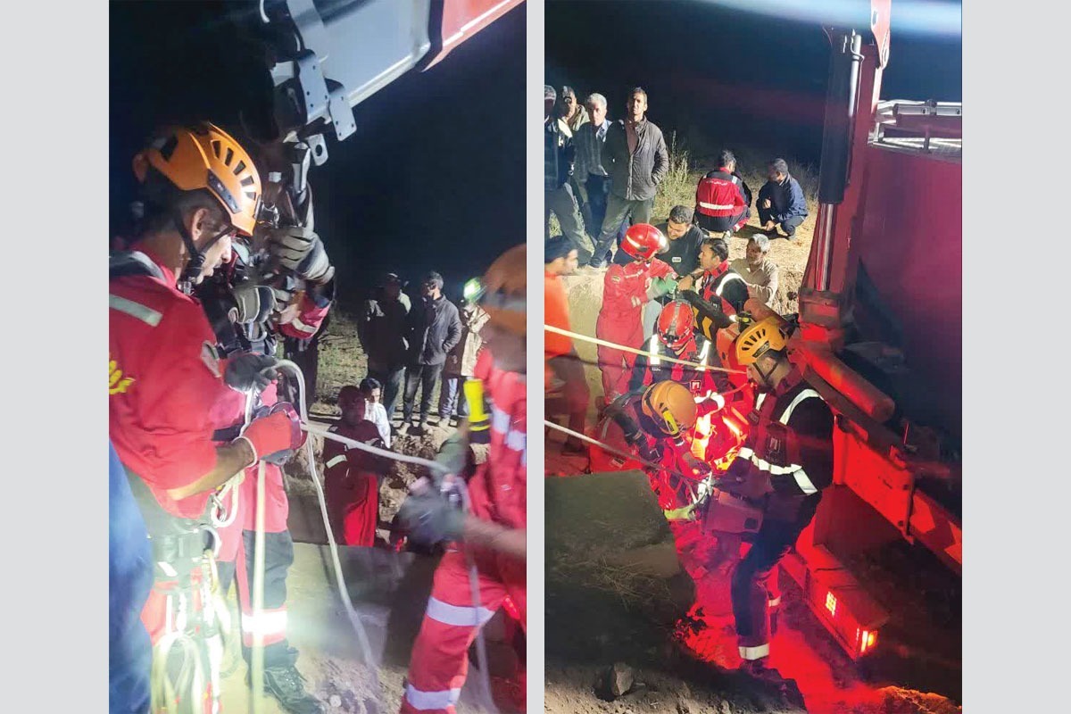 ظهر دیروز یک جوان در روستای بقمچ از توابع شهرستان چناران، برای گذاشتن دستگاه کفکش وارد چاهی عمیق می‌شود.