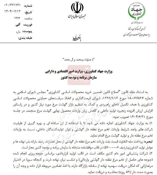 آزاد شدن واردات تخم‌مرغ نطفه‌دار گوشتی