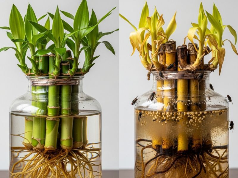 آیا آبیاری گیاهان با آب قند باعث رشد آنها میشود؟ عکس گیاه بامبو در شرایط مختلف نگهداری ار این گیاه