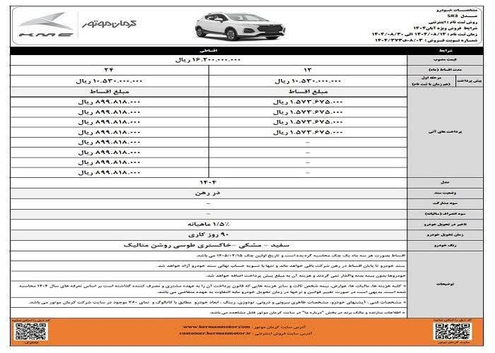 آغاز فروش اقساطی محصولات کرمان موتور از فردا + جدول فروش و لینک (۱۴ آبان ۱۴۰۴) آغاز فروش اقساطی محصولات کرمان موتور از فردا + جدول فروش و لینک (۱۴ آبان ۱۴۰۴)