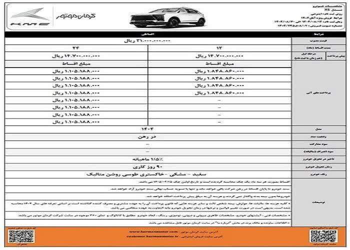 آغاز فروش اقساطی محصولات کرمان موتور از فردا + جدول فروش و لینک (۱۴ آبان ۱۴۰۴) آغاز فروش اقساطی محصولات کرمان موتور از فردا + جدول فروش و لینک (۱۴ آبان ۱۴۰۴)