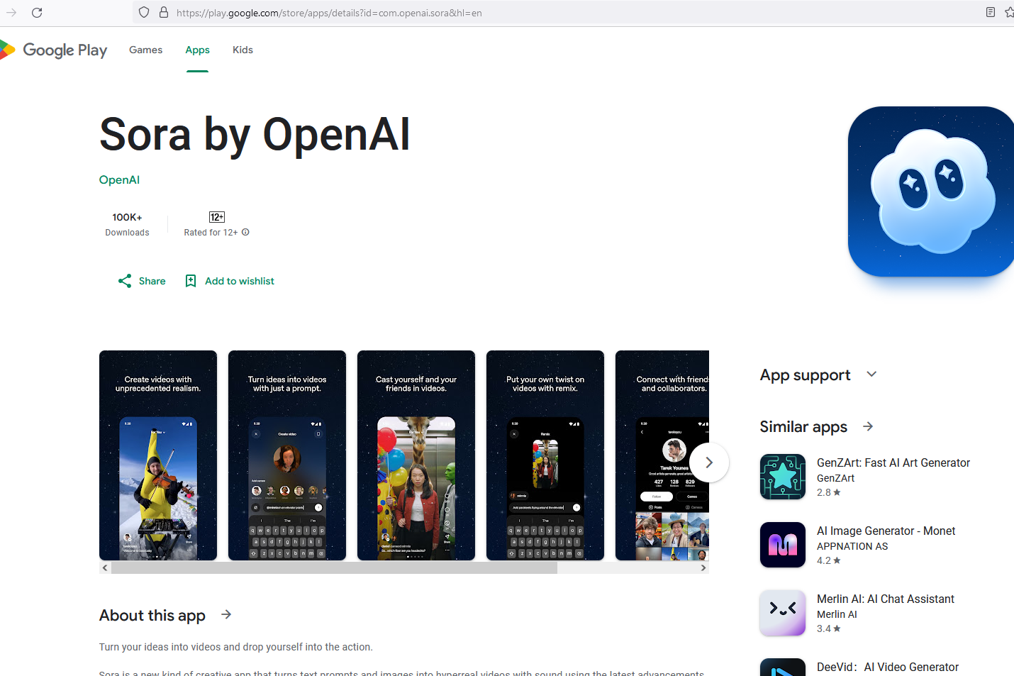اپلیکیشن ویدیوساز Sora برای اندروید هم منتشر شد! اپلیکیشن ویدیوساز Sora برای اندروید در گوگل پلی