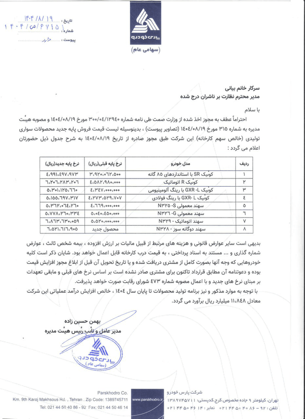قیمت جدید کوئیک و سهند اعلام شد | افزایش قیمت ۱۰۰ الی ۱۶۰ میلیونی انواع کوئیک + جدول قیمت (۱۹ آبان ۱۴۰۴)