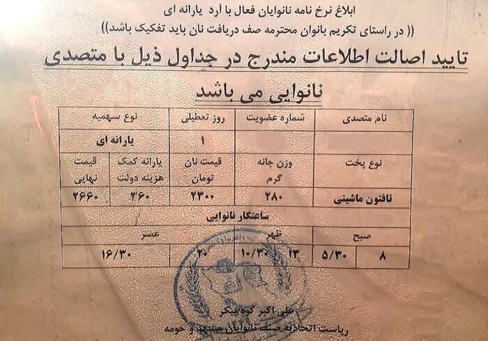 توضیحات دبیر شورای تامین خراسان رضوی در خصوص افزایش ۱۵ درصدی قیمت نان در مشهد توضیحات دبیر شورای تامین خراسان رضوی در خصوص افزایش ۱۵ درصدی قیمت نان در مشهد