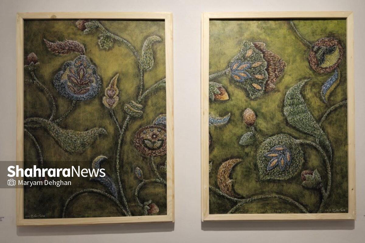 فائزه خسروی‌نیا، بانوی نقاش مشهدی در نمایشگاه «کوک‌نقش» به دنبال تبدیل هنر سوزن‌دوزی به نقاشی در بازی هنرمندانه چشم و ذهن با دنیای رنگ‌هاست.