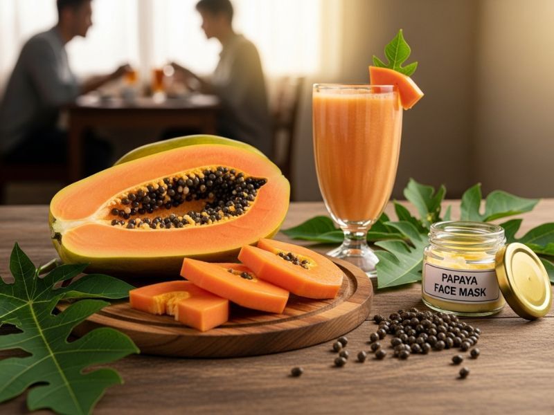 خواص پاپایا برای مردان و زنان برشی از میوه پاپایا