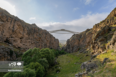 گزارش تصویری | پل معلق «ورگه‌سران»، نوآوری ایرانی در ارتفاع ۱۰۰ متری