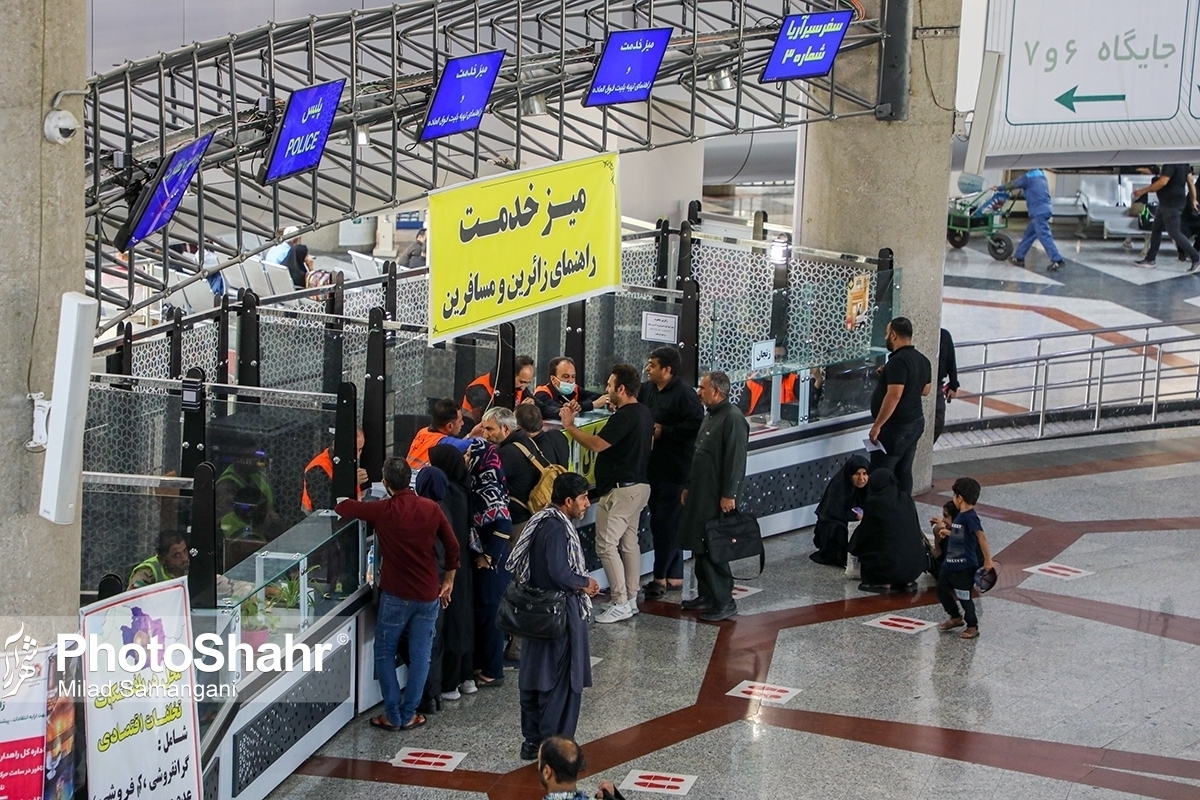 ورود بیش از ۶۱۰ هزار زائر به پایانه مسافربری امام رضا (ع) مشهد تا ۱۴ فروردین&zwnj;ماه ۱۴۰۵ | بیش از ۲۳ هزار نفر به مراکز اسکان موقت شهرداری مشهد مراجعه کردند