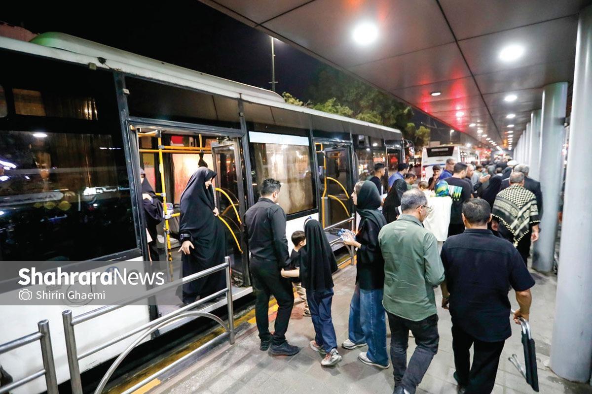 خدمت‌رسانی شبانه‌روزی ناوگان حمل‌ونقل شهری مشهد به زائران