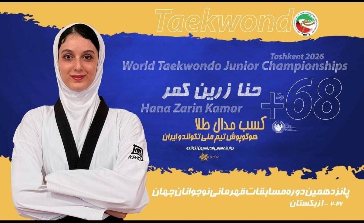 کسب مدال طلا توسط دختر تکواندو&zwnj;کار ایران در مسابقات قهرمانی جهان
