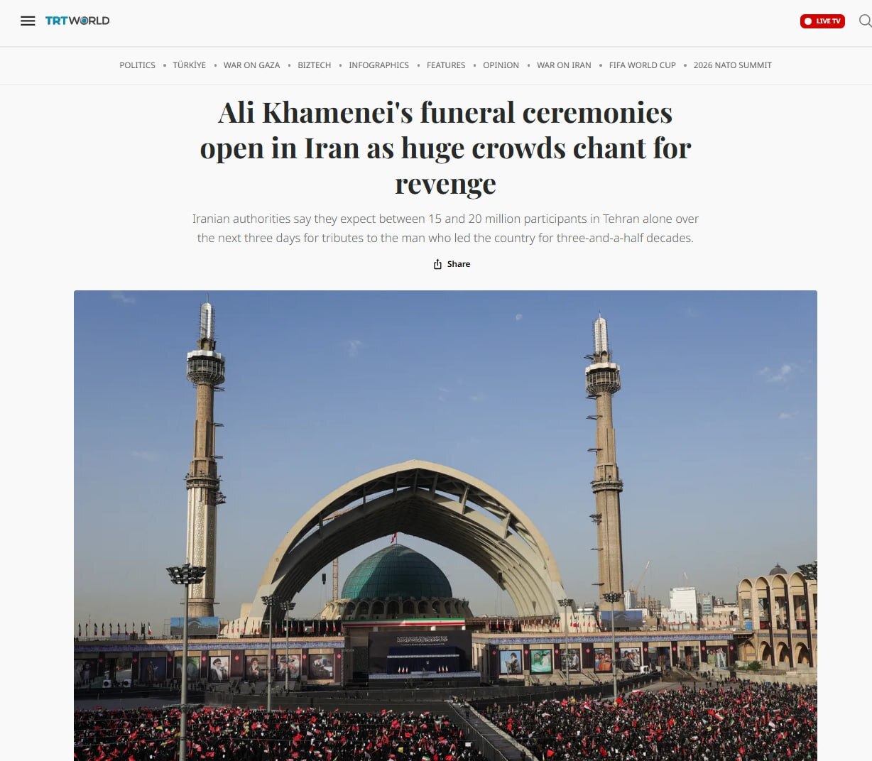 پوشش گسترده رسانههای خارجی از مراسم وداع با رهبر شهید در تهران + عکس و فیلم پوشش گسترده رسانههای خارجی از مراسم وداع با رهبر شهید در تهران + عکس و فیلم