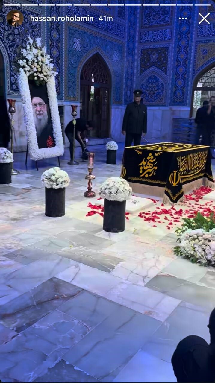 قاب متفاوت حسن روح‌الامین از محل دفن آقای شهید ایران + عکس