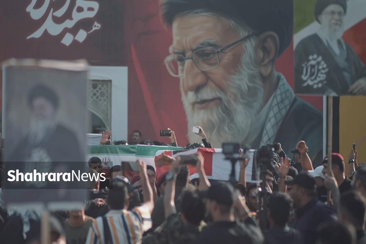 ویدئو | تشییع شهدای قهرمان حشدالشعبی عراق با تصاویری از امام شهید امت، حضرت آیت‌الله خامنه‌ای