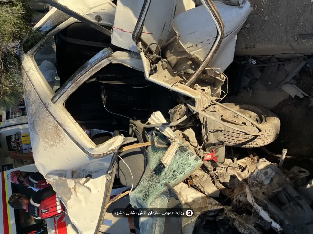 واژگونی مرگبار خودروی پراید در جاده بهشترضای مشهد + عکس (۲ شهریور ۱۴۰۵) واژگونی مرگبار خودروی پراید در جاده بهشترضای مشهد + عکس (۲ شهریور ۱۴۰۵)