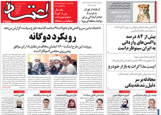 صفحه نخست روزنامه‌های کشور - پنجشنبه ۵ اسفند ۱۴۰۰