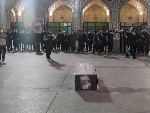 تشییع پیکر مرحوم طالب زاده در حرم مطهر رضوی + فیلم و عکس