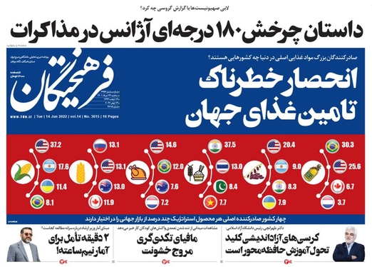 صفحه نخست روزنامه‌های کشور - سه‌شنبه ۲۴ خرداد ۱۴۰۱